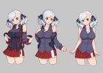  blush breasts cleavage dressing girls_frontline highres large_breasts looking_at_viewer red_eyes shirt solo spas-12_(girls_frontline) terras 