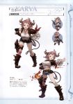  1girl :d absurdres belt black_gloves blue_eyes boots breasts brown_boots character_name chibi cleavage doraf elbow_gloves fire full_body gloves granblue_fantasy hand_on_hip hands_on_hips highres holster horns jacket jewelry karuba_(granblue_fantasy) knee_boots large_breasts midriff minaba_hideo navel necklace official_art open_mouth pink_hair pink_legwear pointy_ears scan short_hair short_shorts shorts simple_background single_elbow_glove single_thighhigh smile thigh-highs 