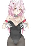  1girl absurdres bare_shoulders black_legwear breasts chikkinage_nage cleavage covered_navel detached_collar gloves guilty_crown hair_ornament hairclip highres large_breasts leotard long_hair looking_at_viewer pantyhose pink_hair red_eyes solo twintails white_gloves wrist_cuffs yuzuriha_inori 