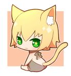 1boy animal_ears blazblue blonde_hair cat_ears cat_tail green_eyes kisaragi_jin looking_at_viewer potato_(oriha94) simple_background smile solo tail 