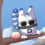  animal_ears food japari_bun kemono_friends lowres lucky_beast_(kemono_friends) meme parody salt salt_bae_(meme) shibuya_susano solo striped_tail sunglasses 