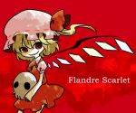  blonde_hair character_name flandre_scarlet hat ica red_eyes short_hair skull skulls touhou vampire wings 