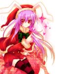  animal_ears bad_id bunny_ears christmas ibara_riato purple_hair rabbit_ears red_eyes reisen_udongein_inaba solo thigh-highs thighhighs touhou 