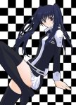  checkered_background cross d.gray-man lenalee_lee lowres megumi_ryouko skirt thigh-highs thighhighs twintails 