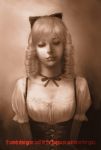  bad_id corset drill_hair fetishy gothic_lolita highres lolita_fashion monochrome orange_(color) realistic 