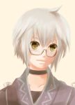  bad_id collar glasses ica male morichika_rinnosuke short_hair solo touhou white_hair yellow_eyes 