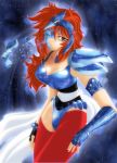  aquila_marin armor breasts cleavage elbow_gloves gloves mask mask_removed red_hair redhead saint_seiya spandex 
