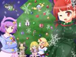  bell black_hair blonde_hair brown_eyes cat_ears christmas christmas_tree green_eyes green_hair hairband hat horn horns hoshiguma_yugi hoshiguma_yuugi kaenbyou_rin kisume komeiji_koishi komeiji_satori kurodani_yamame long_hair mizuhashi_parsee purple_eyes purple_hair red_eyes red_hair redhead reiuji_utsuho ribbon ribbons short_hair silver_hair touhou urushi violet_eyes wings 