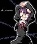  chains ef eyepatch kurono purple_hair school_uniform shindou_chihiro short_hair yellow_eyes 