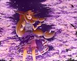  brown_hair chains cherry_blossoms horns ibuki_suika kannari long_hair orange_hair promotions ribbon ribbons touhou 