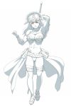  bikini_armor blue breasts clawdette cleavage earrings jewelry large_breasts long_hair midriff monochrome nigou queen&#039;s_blade queen's_blade sandals thigh-highs thighhighs toes under_boob underboob 