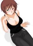  boku boku_in_black brown_hair cleavage healthy heterochromia human jeans rozen_maiden short_hair souseiseki 