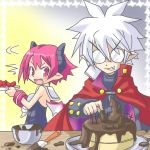  demon_girl disgaea disgaea_1 disgaea_2 disgaea_3 food glasses horns lowres makai_senki_disgaea_3 mao_(disgaea) nippon_ichi pastry pink_eyes pink_hair pointy_ears raspberyl short_hair white_hair wings 