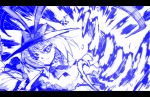  blue drill hat letterboxed monochrome nagae_iku tonbi touhou 