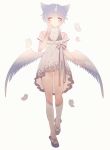  1boy animal_ears asymmetrical_clothes bananaxcs7 bare_shoulders blue_hair bracelet butterfly doll_joints frills full_body garters horn jewelry original puffy_sleeves simple_background single_thighhigh skirt staff thigh-highs white_background wings 