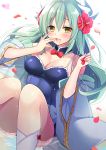  blush brown_eyes fate/grand_order green_hair lancer_(kiyohime) long_hair smile 