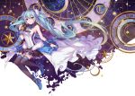  1girl 7th_dragon_(series) 7th_dragon_2020 aqua_hair black_legwear blue_eyes floating_hair full_body hatsune_miku long_hair minland4099 skirt solo thigh-highs twintails very_long_hair vocaloid 