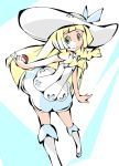  blonde_hair dress green_eyes hat lillie_(pokemon) poke_ball pokemon pokemon_(anime) pokemon_(game) pokemon_sm pokemon_sm_(anime) white_dress white_hat 