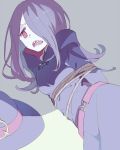  1girl angry dress hair_over_one_eye little_witch_academia long_hair open_mouth pink_hair purple_hair red_eyes simple_background solo sou_(tuhut) sucy_manbavaran witch 