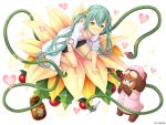  2girls :o all_fours animal_costume bangs bear_costume berry black_skirt blush breasts buttons chiruchiru_(monmusume-harem) cleavage collarbone collared_shirt eyebrows_visible_through_hair flower full_body fur-trimmed_shirt green_hair hair_flower hair_ornament hairclip hat heart heart_background labcoat leaf light long_hair looking_at_another looking_at_viewer looking_up lotus monmusume-harem multiple_girls namaru_(summer_dandy) nose_blush nurse_cap orange_flower pen_light pencil_skirt pink_hat pink_shirt plant pointy_ears shirt short_sleeves simple_background skirt sleeves_pushed_up small_breasts sparkle stethoscope syringe tareme tongue_depressor twintails very_long_hair vines white_background yellow_eyes yellow_flower 