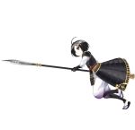  1girl ahoge armor black_hair dragonfly full_body gloves hair_ornament holding holding_weapon insect kanzaki_karuna odaki_(oshiro_project) official_art oshiro_project oshiro_project_re polearm short_hair spear transparent_background violet_eyes weapon 