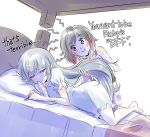  2girls bed blanket english holding holding_hair hypnosis iesupa mind_control multiple_girls pajamas pillow ruby_rose rwby rwby_chibi smile sweatdrop weiss_schnee 