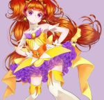  1girl absurdres amanogawa_kirara bare_shoulders choker cure_twinkle earrings gloves go!_princess_precure highres jewelry long_hair looking_at_viewer magical_girl multicolored_hair orange_hair precure redhead simple_background solo star star_earrings thigh-highs twintails two-tone_hair violet_eyes white_gloves yupiteru 