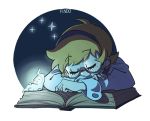  1girl book closed_eyes ghost little_witch_academia lotte_jansson orange_hair short_hair sleeping 
