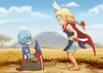  armor avengers blonde_hair captain_america kemono_friends marvel nikumeron parody shield superhero thor_(marvel) 