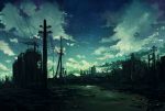  highres jin_yun night night_sky no_humans original power_lines silhouette sky star_(sky) starry_sky 