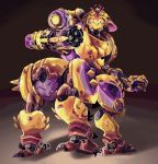 absurdres alternate_costume arm_cannon artsyrobo back centauroid clenched_hand highres horn megasoma_orisa omnic orisa_(overwatch) overwatch robot solo weapon yellow_eyes 