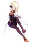  adjusting_clothes alternate_costume bilan_hangxian blonde_hair breasts medium_breasts military_jacket pantyhose purple_hair short_hair solo z23_(bilan_hangxian) 