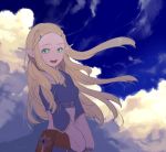  1girl beach blonde_hair blue_sky blush braid ciatoli clouds cloudy_sky day french_braid green_eyes hair_ornament hairclip long_hair looking_at_viewer ocean open_mouth outdoors parted_lips pointy_ears princess_zelda sky smile solo the_legend_of_zelda the_legend_of_zelda:_breath_of_the_wild upper_body 