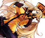  1girl blonde_hair blue_eyes breasts fingerless_gloves fur_hat garakuta gloves guilty_gear guilty_gear_xrd hat highres long_hair millia_rage solo ushanka 