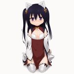  1girl :3 animal_ears animated animated_gif cat_ears cat_tail detached_sleeves kaafi long_hair noihara_himari omamori_himari sitting smile solo tail thigh-highs twintails violet_eyes 