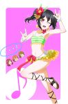  ! ... 4girls anibache black_hair blush bow bracelet breasts chibi_inset earrings eyebrows_visible_through_hair flower green_nails hair_flower hair_ornament hoshizora_rin jewelry koizumi_hanayo looking_at_viewer love_live! love_live!_school_idol_project multiple_girls musical_note nail_polish natsuiro_egao_de_1_2_jump! navel necklace nishikino_maki one_eye_closed open_mouth red_bow red_eyes red_ribbon ribbon short_hair short_twintails small_breasts smile speech_bubble spoken_ellipsis spoken_exclamation_mark star star_earrings teeth twintails yazawa_nico 