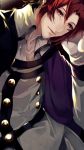  1boy black_hair braid capelet crowley_eusford gloves male_focus multicolored_hair open_mouth owari_no_seraph pointy_ears red_eyes redhead solo two-tone_hair upper_body 