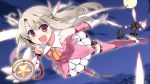  3girls ankle_wings boots chibi_inset cross detached_sleeves falling fate/kaleid_liner_prisma_illya fate_(series) feathers flying full_moon gloves hair_feathers highres illyasviel_von_einzbern ishida_akira long_hair luviagelita_edelfelt magical_girl magical_ruby moon multiple_girls official_art open_mouth prisma_illya red_eyes solo_focus thigh-highs thigh_boots tohsaka_rin wand white_gloves 
