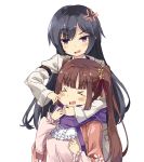  2girls angry black_hair brown_hair closed_eyes dorothy_(princess_principal) hair_ornament highres multiple_girls normaland princess_principal stephanie_(princess_principal) violet_eyes 