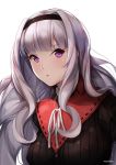  1girl :o artist_name bangs erect_nipples hairband idolmaster long_hair looking_at_viewer ribbed_sweater shijou_takane silver_hair solo sweater upper_body violet_eyes white_background yeoohdam 