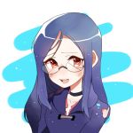  1girl blue_hair broken_glasses glasses little_witch_academia long_hair open_mouth red_eyes torn_clothes ukier ursula_charistes 