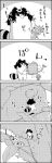  1girl 4koma animal_ears bow branch cirno comic commentary_request futatsuiwa_mamizou glasses greyscale hair_bow highres ice ice_wings leaf leaf_on_head monochrome person_on_tail pince-nez raccoon_ears raccoon_tail short_hair short_sleeves smile tail tani_takeshi touhou translation_request tree watering watering_can wings yukkuri_shiteitte_ne 