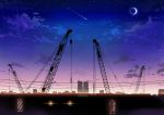  clouds crane highres inzanaki moon no_humans original scenery shooting_star sky star_(sky) 