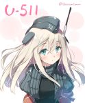  10s 1girl black_dress blonde_hair blue_eyes character_name cropped_jacket dress garrison_cap hair_between_eyes hat huyukaaki juliet_sleeves kantai_collection long_hair long_sleeves puffy_sleeves solo twitter_username u-511_(kantai_collection) 