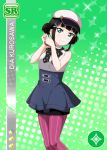  black_hair blush character_name dress green_eyes hat kurosawa_dia long_hair love_live! love_live!_sunshine!! smile 