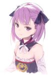  1girl bare_shoulders blush detached_sleeves fate/grand_order fate_(series) flat_chest helena_blavatsky_(fate/grand_order) looking_at_viewer purple_hair roll_okashi short_hair sketch smile solo strapless tree_of_life violet_eyes white_background 