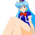  1girl aqua_hair gloves highres legs long_hair miniskirt photoshop skirt solo stewardess tenjouin_katsura thighs vector_trace violet_eyes yat_anshin_uchuu_ryokou 