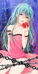  apple blush dress green_eyes green_hair hatsune_miku long_hair vocaloid 