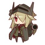  1girl blonde_hair cannon chibi coat finger_to_mouth hair_over_one_eye helmet long_hair nuu_(nu-nyu) personification red_eyes simple_background solo t26e4_superpershing white_background world_of_tanks 
