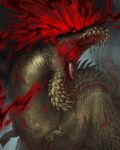  claws darkness deviljho monster monster_hunter no_humans open_mouth red_eyes rookshock saliva savage_deviljho scales spines tail teeth tongue tongue_out 